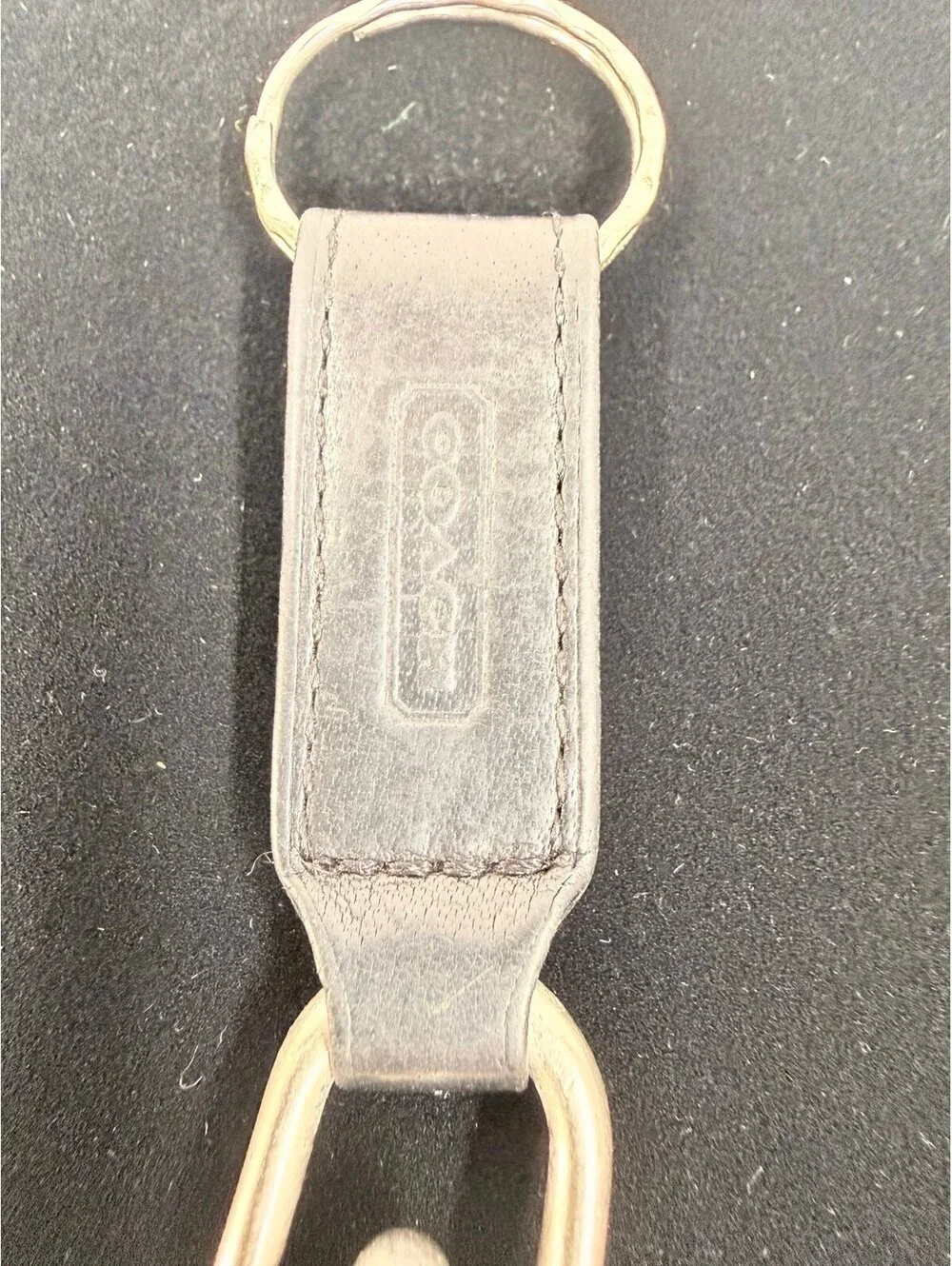 Vintage Coach Black/Silver leather Trigger Snap Valet Key Fob/Keyring